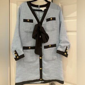 Pomander Place Light Blue Coco Tweed Bow Dress M